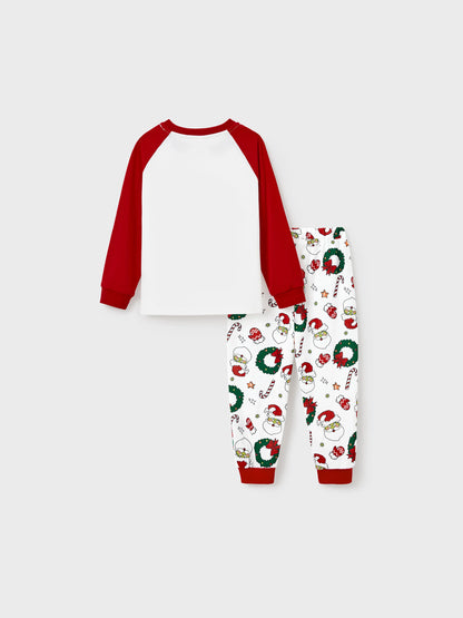 Christmas Matching Family Pajamas Set Christmas Grinch-themed Print PJS with Christmas Socks Red