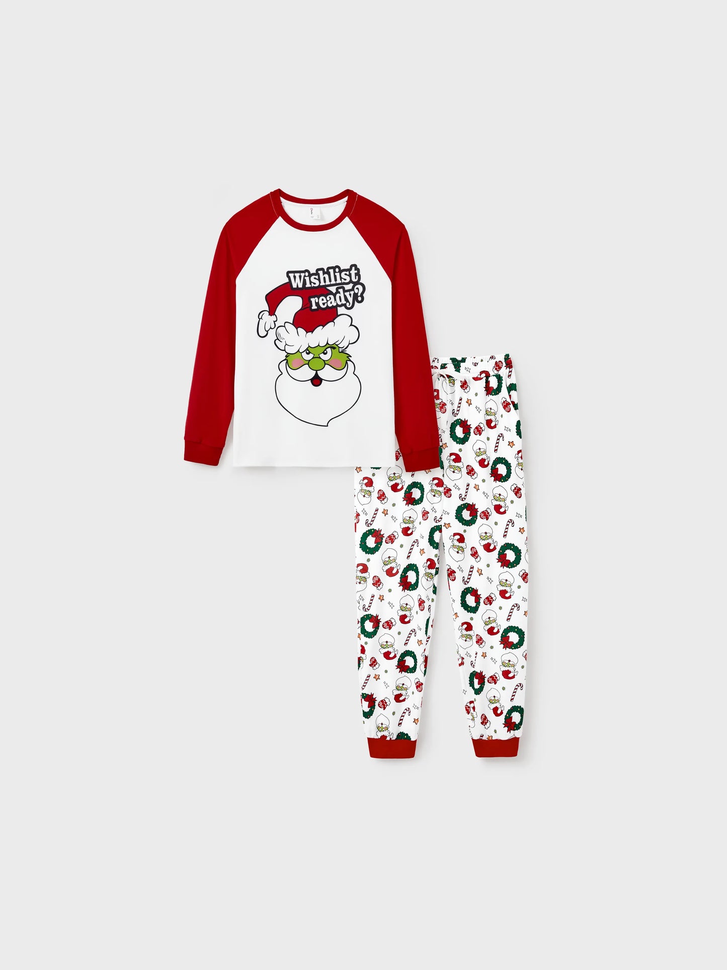 Christmas Matching Family Pajamas Set Christmas Grinch-themed Print PJS with Christmas Socks Red