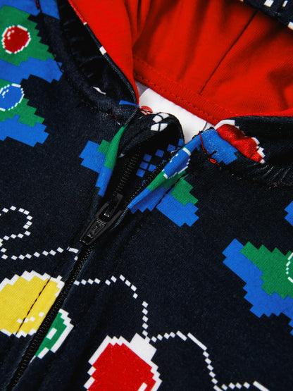 Christmas Onesies Matching Family Pajamas Set Christmas Tree Print PJS with Christmas Socks Black