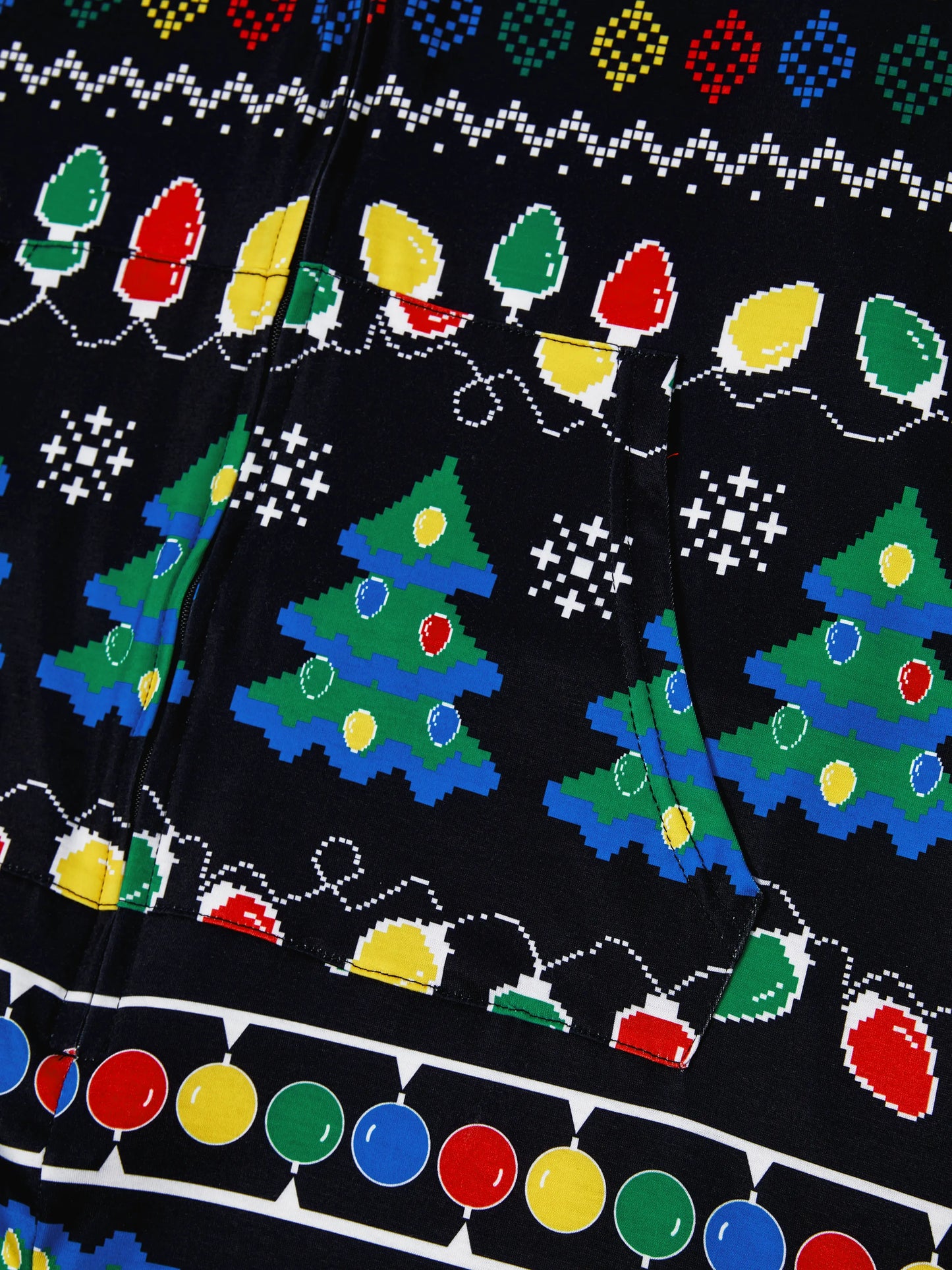 Christmas Onesies Matching Family Pajamas Set Christmas Tree Print PJS with Christmas Socks Black