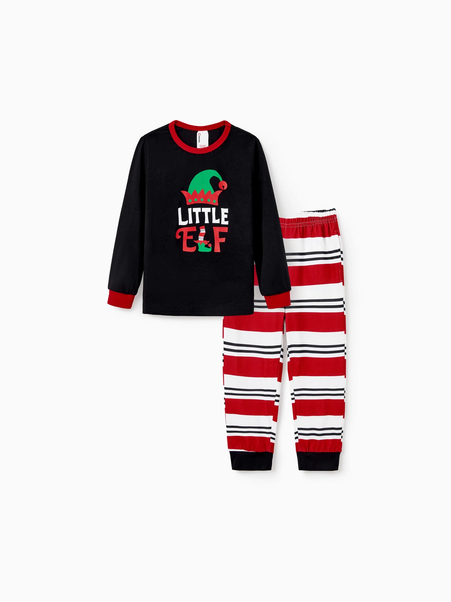 Christmas Matching Family Pajamas Set Elf Print PJS with Christmas Socks Black