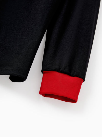 Christmas Matching Family Pajamas Set Elf Print PJS with Christmas Socks Black