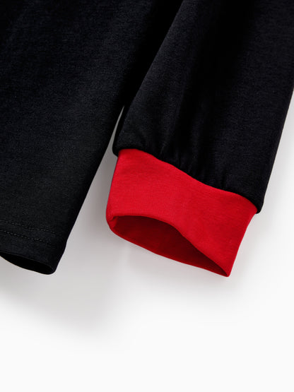 Christmas Matching Family Pajamas Set Elf Print PJS with Christmas Socks Black