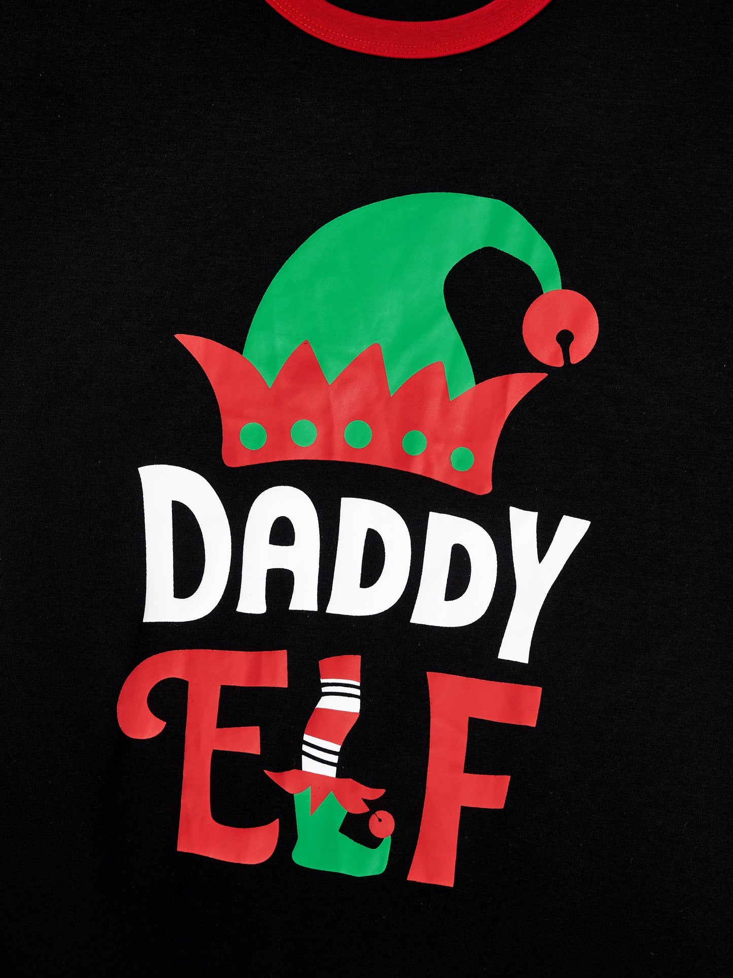 Christmas Matching Family Pajamas Set Elf Print PJS with Christmas Socks Black