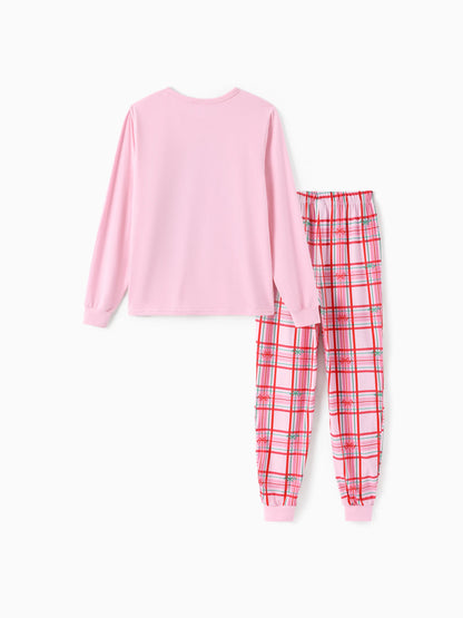 Conjunto de Pijamas Ajustados em Algodão Orgânico Rosa Barbie Christmas Mommy