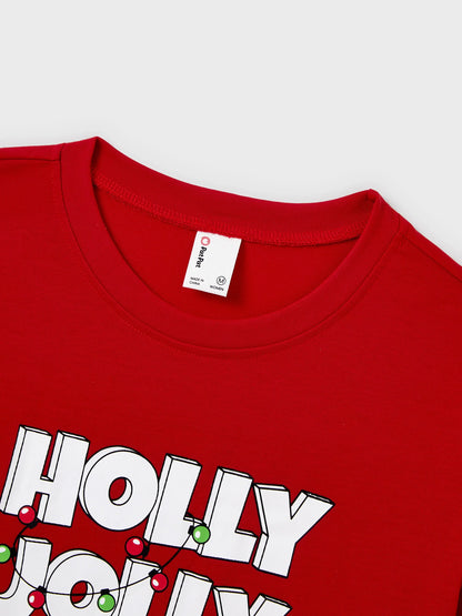 Christmas Matching Family Pajamas Set Glow in the Dark Gingerbread and Santa PJS with Christmas Socks Red