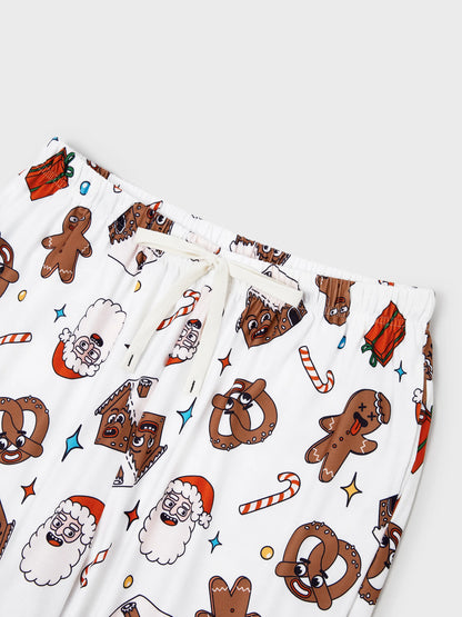 Christmas Matching Family Pajamas Set Glow in the Dark Gingerbread and Santa PJS with Christmas Socks Red