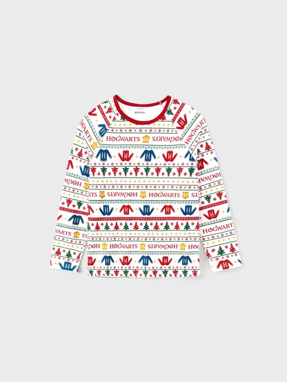 Harry Potter Christmas Matching Family Organic Cotton Snug-fitting Pajamas Sets with Socks White