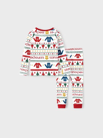 Harry Potter Christmas Matching Family Organic Cotton Snug-fitting Pajamas Sets with Socks White