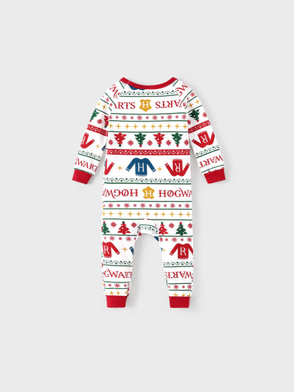 Harry Potter Christmas Matching Family Organic Cotton Snug-fitting Pajamas Sets with Socks White