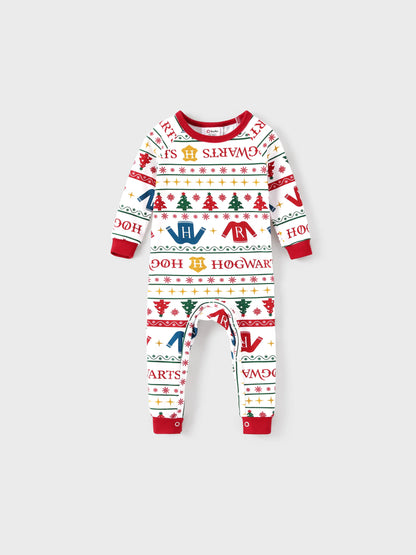 Harry Potter Christmas Matching Family Organic Cotton Snug-fitting Pajamas Sets with Socks White