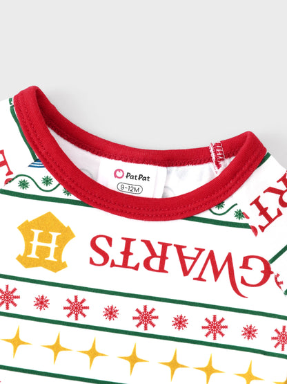 Harry Potter Christmas Matching Family Organic Cotton Snug-fitting Pajamas Sets with Socks White