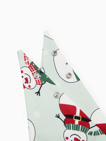 Christmas Matching Family Pajamas Set Christmas Snowman Print PJS with Christmas Socks Mint Green