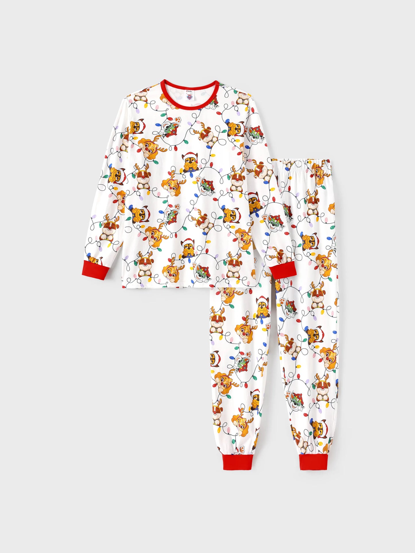 PAW Patrol Christmas Matching Family Organic Cotton Snug-fitting Pajamas Set with Christmas Socks White