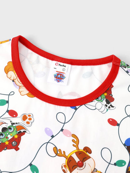 PAW Patrol Christmas Matching Family Organic Cotton Snug-fitting Pajamas Set with Christmas Socks White