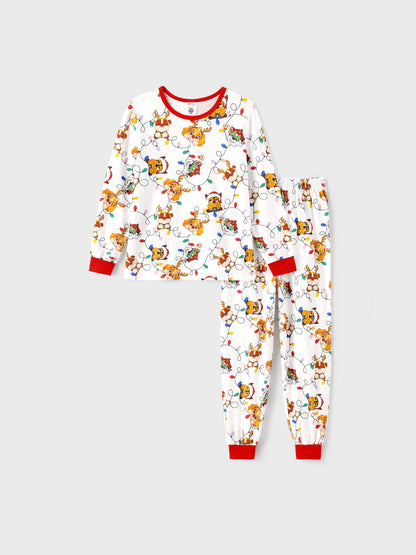 PAW Patrol Christmas Matching Family Organic Cotton Snug-fitting Pajamas Set with Christmas Socks White