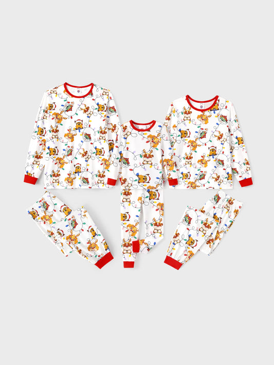 PAW Patrol Christmas Matching Family Organic Cotton Snug-fitting Pajamas Set with Christmas Socks White