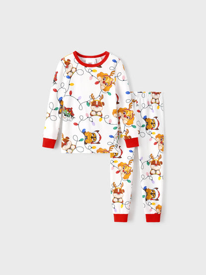 PAW Patrol Christmas Matching Family Organic Cotton Snug-fitting Pajamas Set with Christmas Socks White