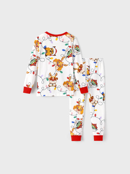 PAW Patrol Christmas Matching Family Organic Cotton Snug-fitting Pajamas Set with Christmas Socks White