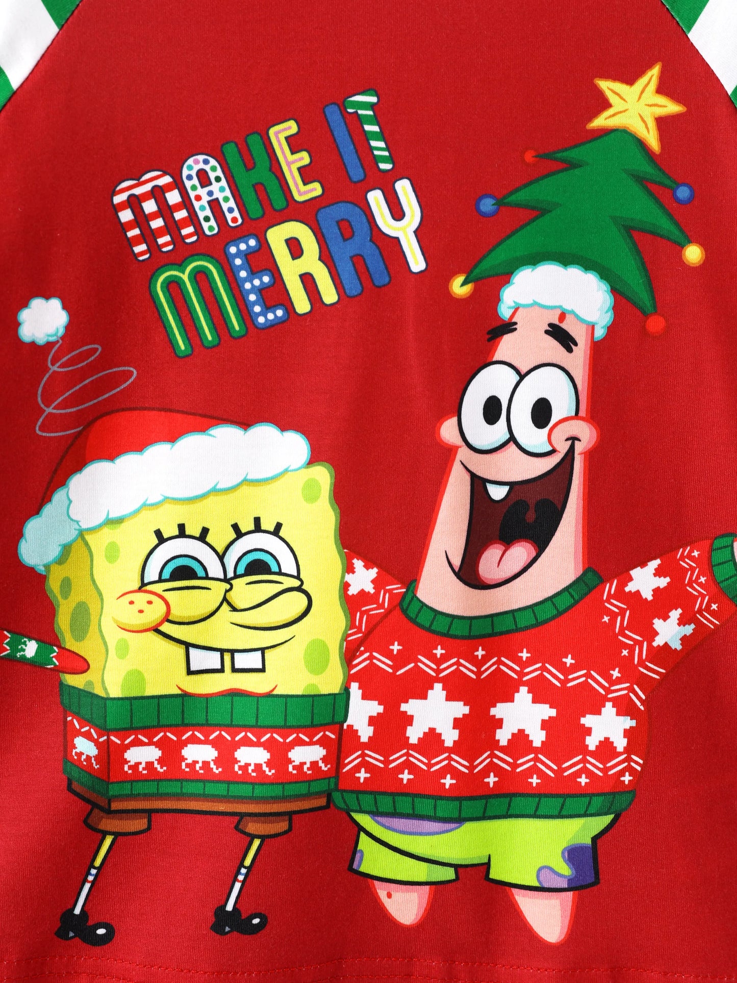 SpongeBob SquarePants Christmas Matching Family Striped Pajamas Set with Christmas Socks Red