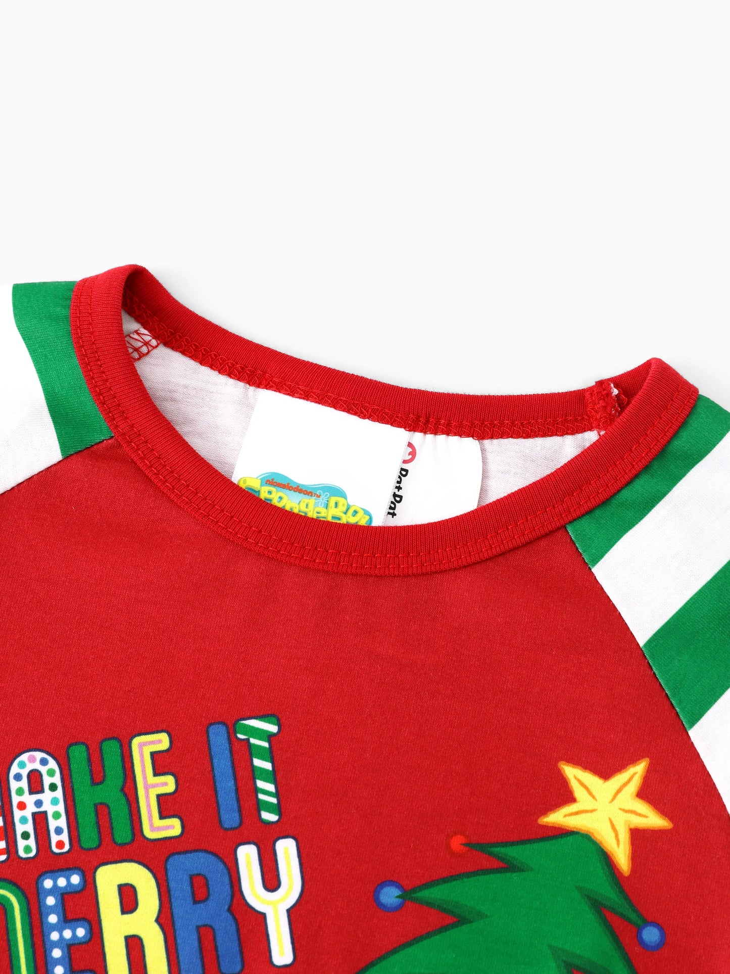 SpongeBob SquarePants Christmas Matching Family Striped Pajamas Set with Christmas Socks Red