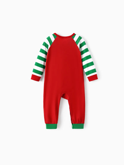 SpongeBob SquarePants Christmas Matching Family Striped Pajamas Set with Christmas Socks Red