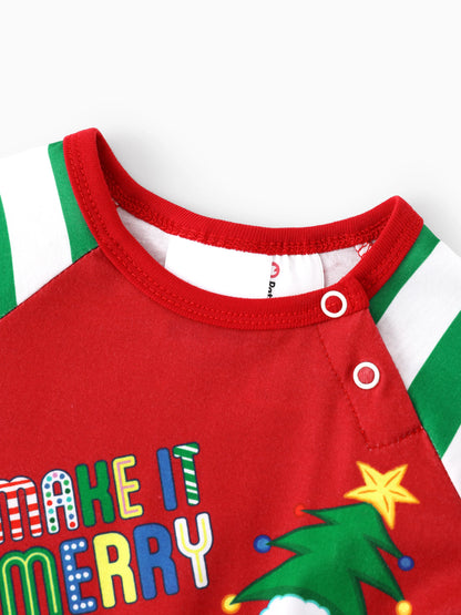 SpongeBob SquarePants Christmas Matching Family Striped Pajamas Set with Christmas Socks Red