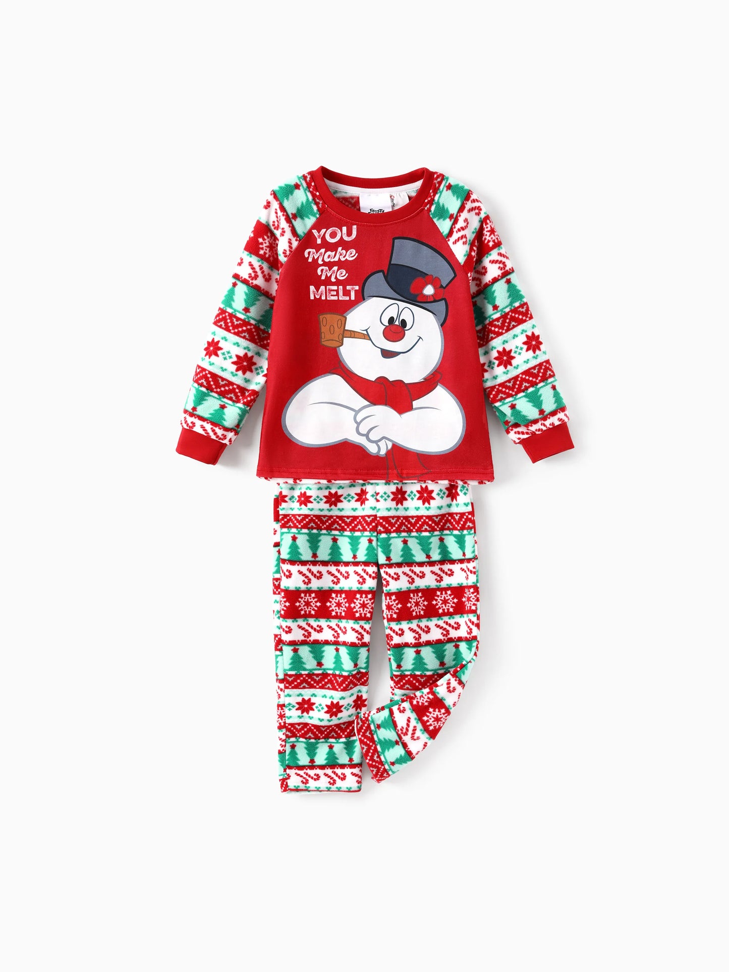 Conjunto de Pijamas Polar em Fleece com Padrão Fair Isle para a Família - Frosty, o Boneco de Neve - Natal - Vermelho