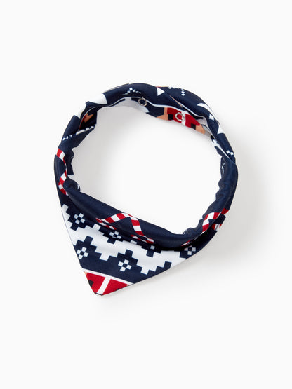 Conjunto de Pijamas para toda a Família a Condizer com Estampa de Renas e Flocos de Neve Azul Escuro