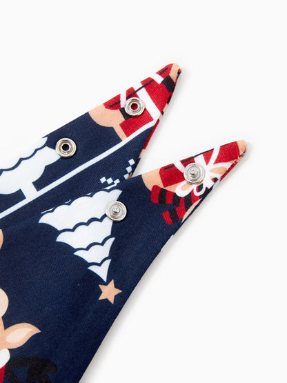 Conjunto de Pijamas para toda a Família a Condizer com Estampa de Renas e Flocos de Neve Azul Escuro