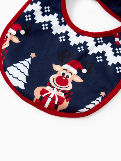 Conjunto de Pijamas para toda a Família a Condizer com Estampa de Renas e Flocos de Neve Azul Escuro