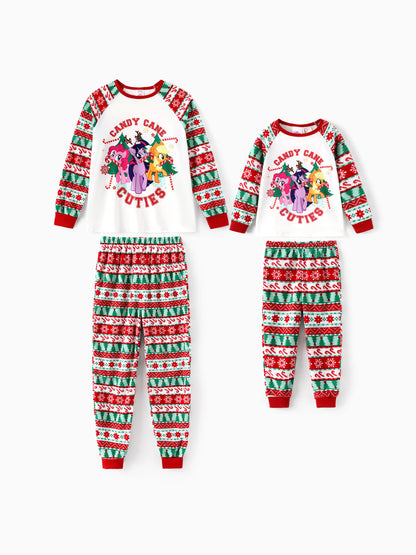Conjunto de Pijamas em Fleece para Mãe e Filha My Little Pony com Meias de Natal Vermelhas