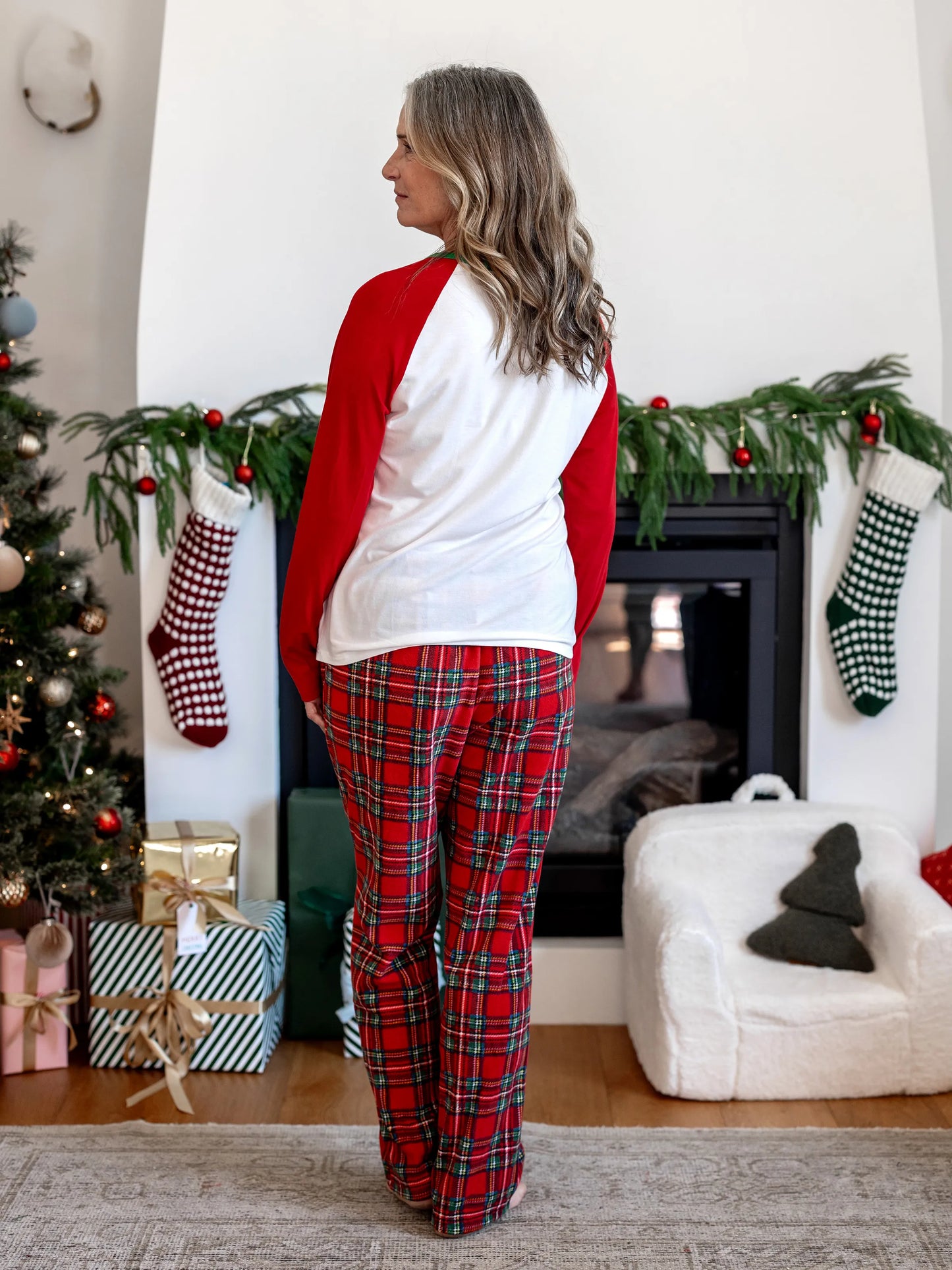 Conjunto de Pijamas em Fleeces para Famílias Harry Potter para o Natal com Meias de Natal Vermelhas