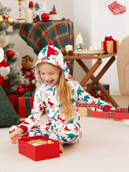 Pijamas de Natal em Família com Design 3D - PJs tipo Onesie com Meias de Natal Multicoloridas