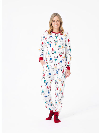 Christmas Matching Family Pajamas Set Christmas Gnome Print PJS with Christmas Socks Red
