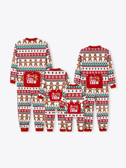 Christmas Matching Family Pajamas Set Gingerbread Christmas-theme Plaid Print PJS with Christmas Socks Red