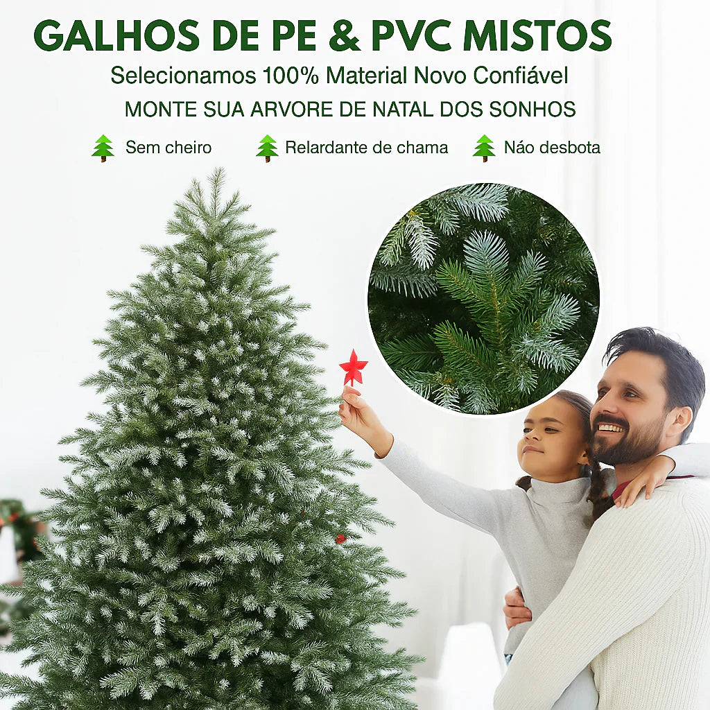 Árvore de Natal Completa com Luzes LED e Montagem Automática por controlo