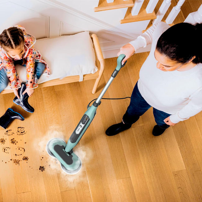Esfregona a Vapor 2 em 1 Limpeza Profunda e Higienização de Pisos Rígidos