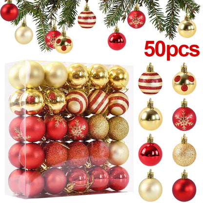 Conjunto 50 Bolas de Natal Vermelhas e Douradas — Luxo & Elegância Festiva