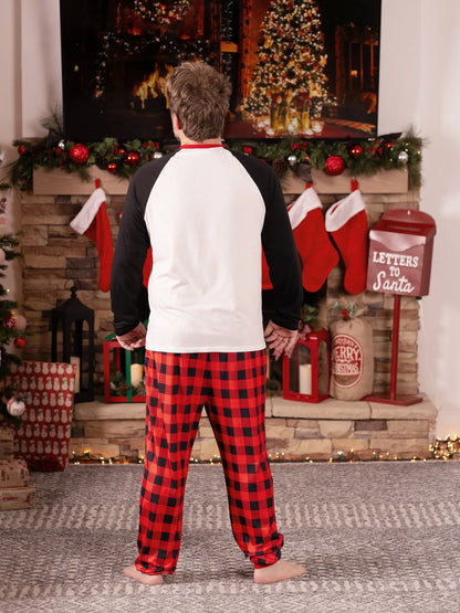 Conjuntos de Pijamas de Natal para Família com Impressão do Pai Natal e Mangas Raglan, incluindo Meias de Natal (Certificação de Segurança SGS) Vermelho