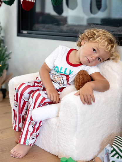 Conjunto de Pijamas de Natal em Conjunto para a Família - Pai Natal e Flocos de Neve em Riscas Vermelhas