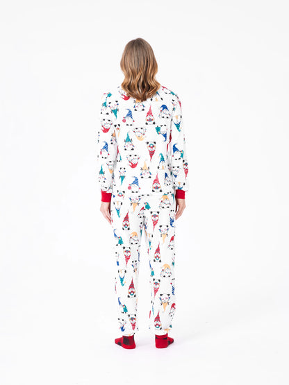 Christmas Matching Family Pajamas Set Christmas Gnome Print PJS with Christmas Socks Red