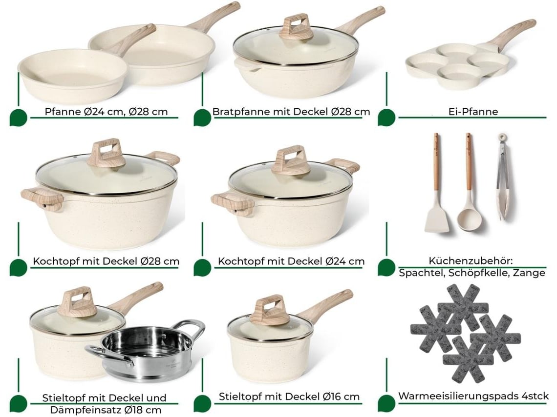 Trem de Cozinha em Granite Completo com 21 Peças