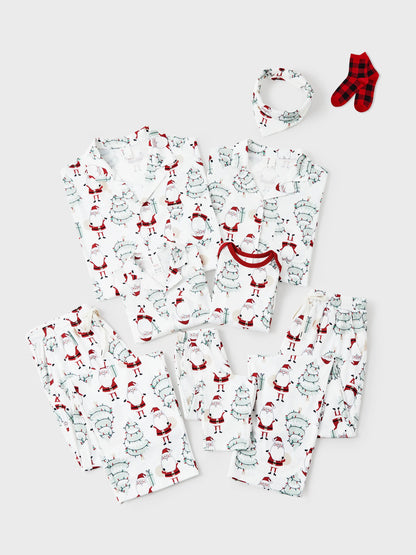 Christmas Matching Family Pajamas Set Gnome Print White PJS with Christmas Socks White