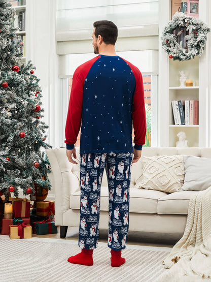 Conjuntos de Pijamas em Blocos de Cores para a Família "Frosty The Snowman" com Meias de Natal