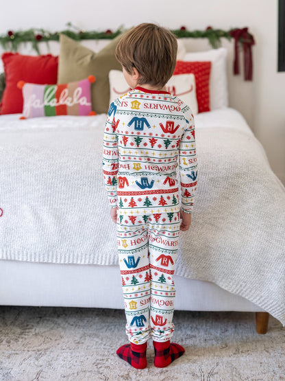Harry Potter Christmas Matching Family Organic Cotton Snug-fitting Pajamas Sets with Socks White
