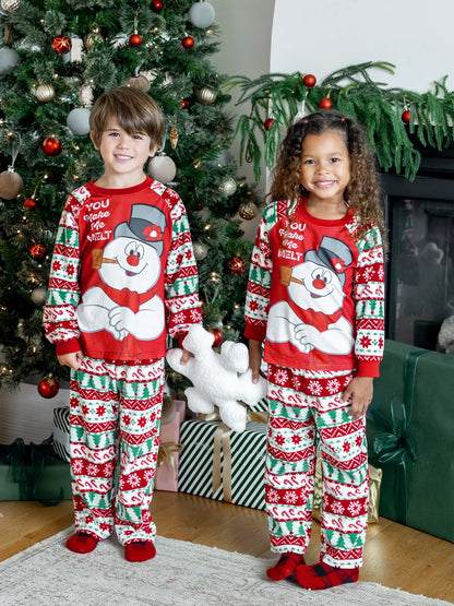 Conjunto de Pijamas Polar em Fleece com Padrão Fair Isle para a Família - Frosty, o Boneco de Neve - Natal - Vermelho