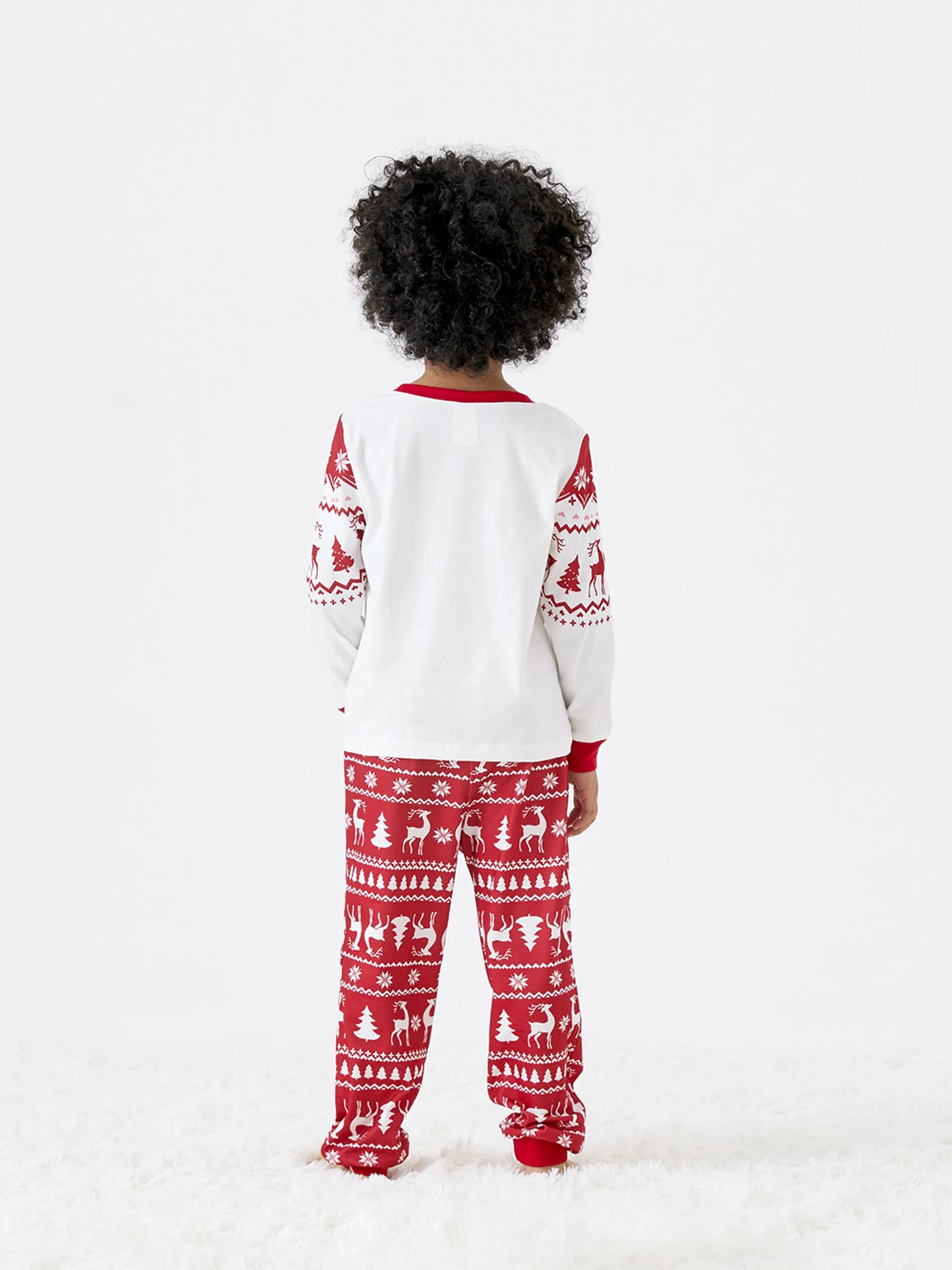 Christmas Reindeer and Snowflake Print Family Matching Pajamas Sets with Christmas Socks Red