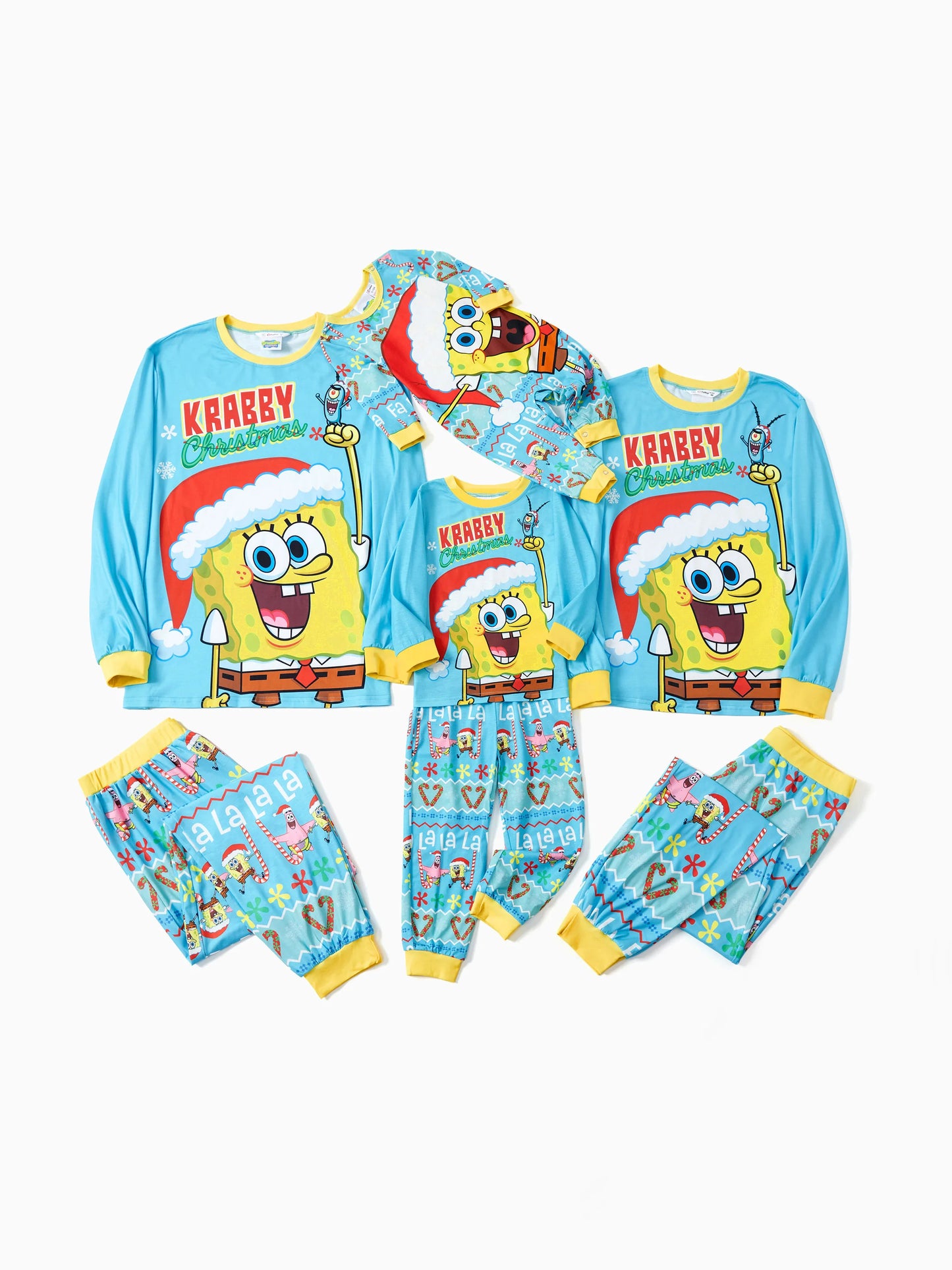 Conjuntos de Pijamas para a Família SpongeBob SquarePants com Meias de Natal