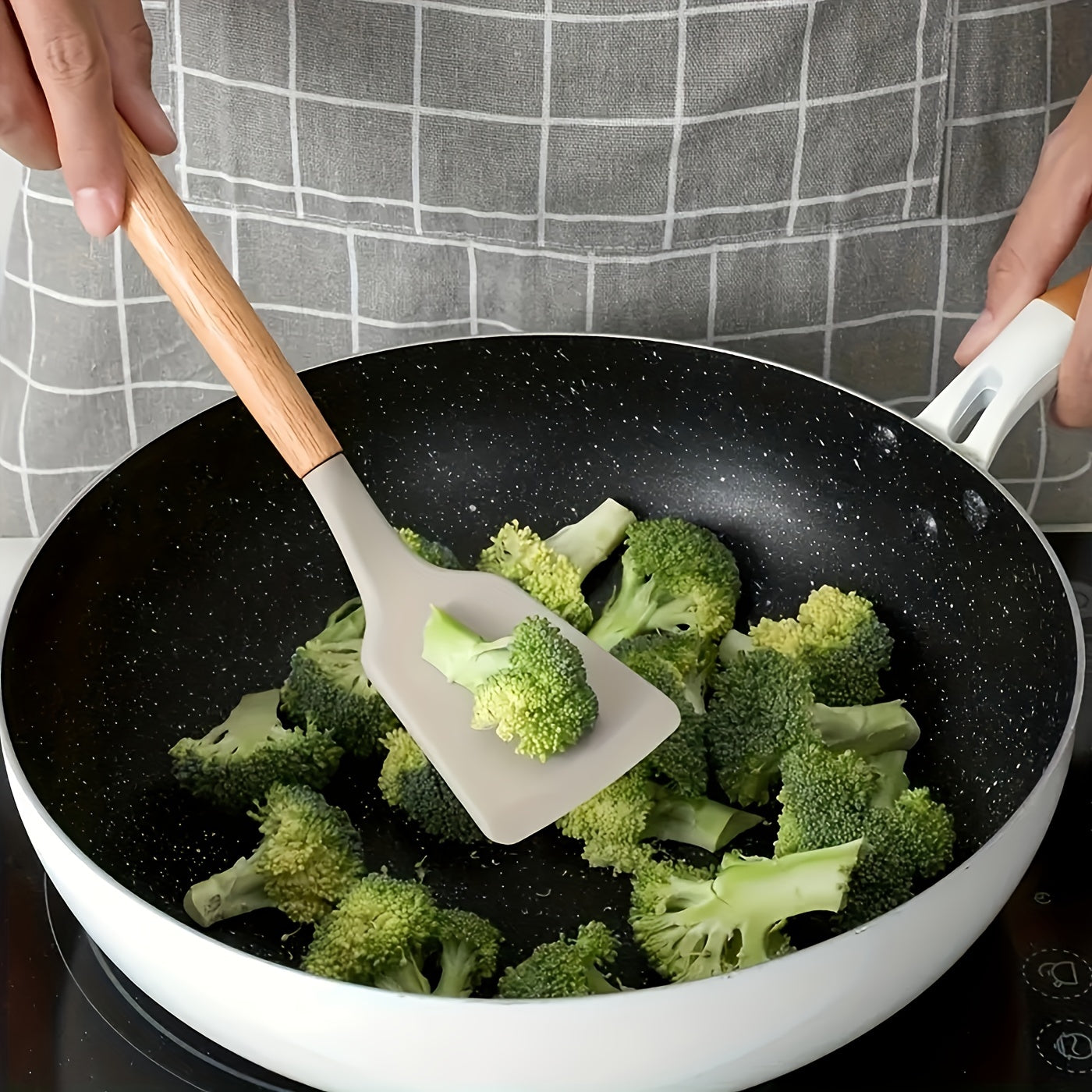 Conjunto Minimalista de Utensílios de Silicone e Madeira – 12 Peças